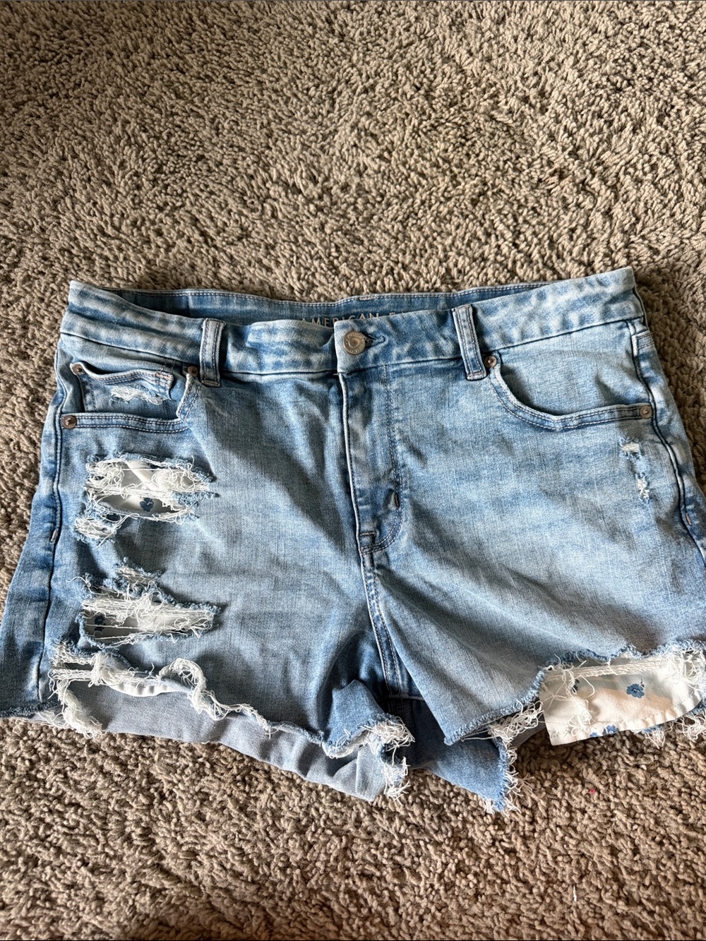 American Eagle Outfitters Light Blue Distressed Denim Cutoff Shorts